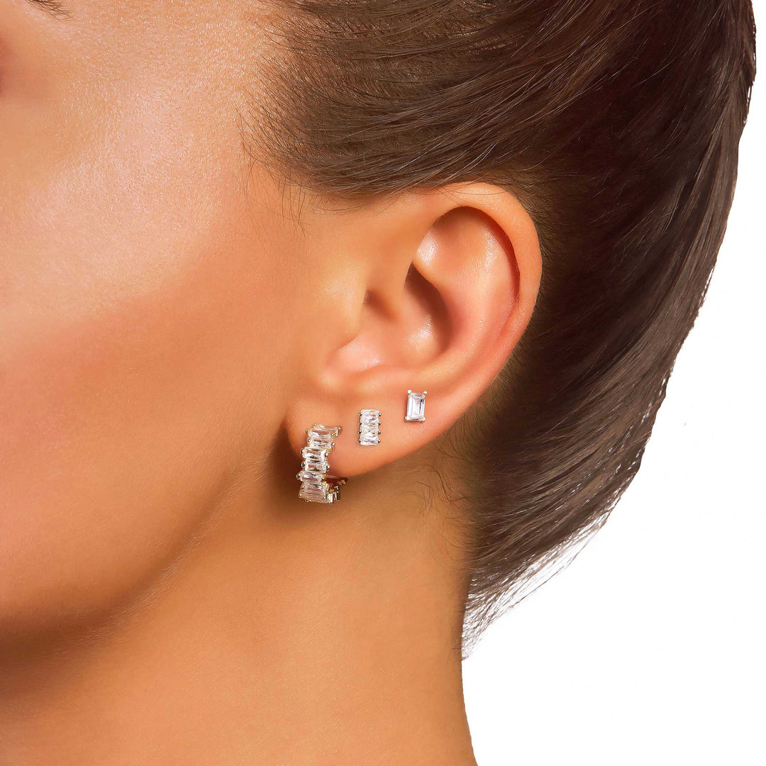 Dovey CZ Baguette Hoop Earrings