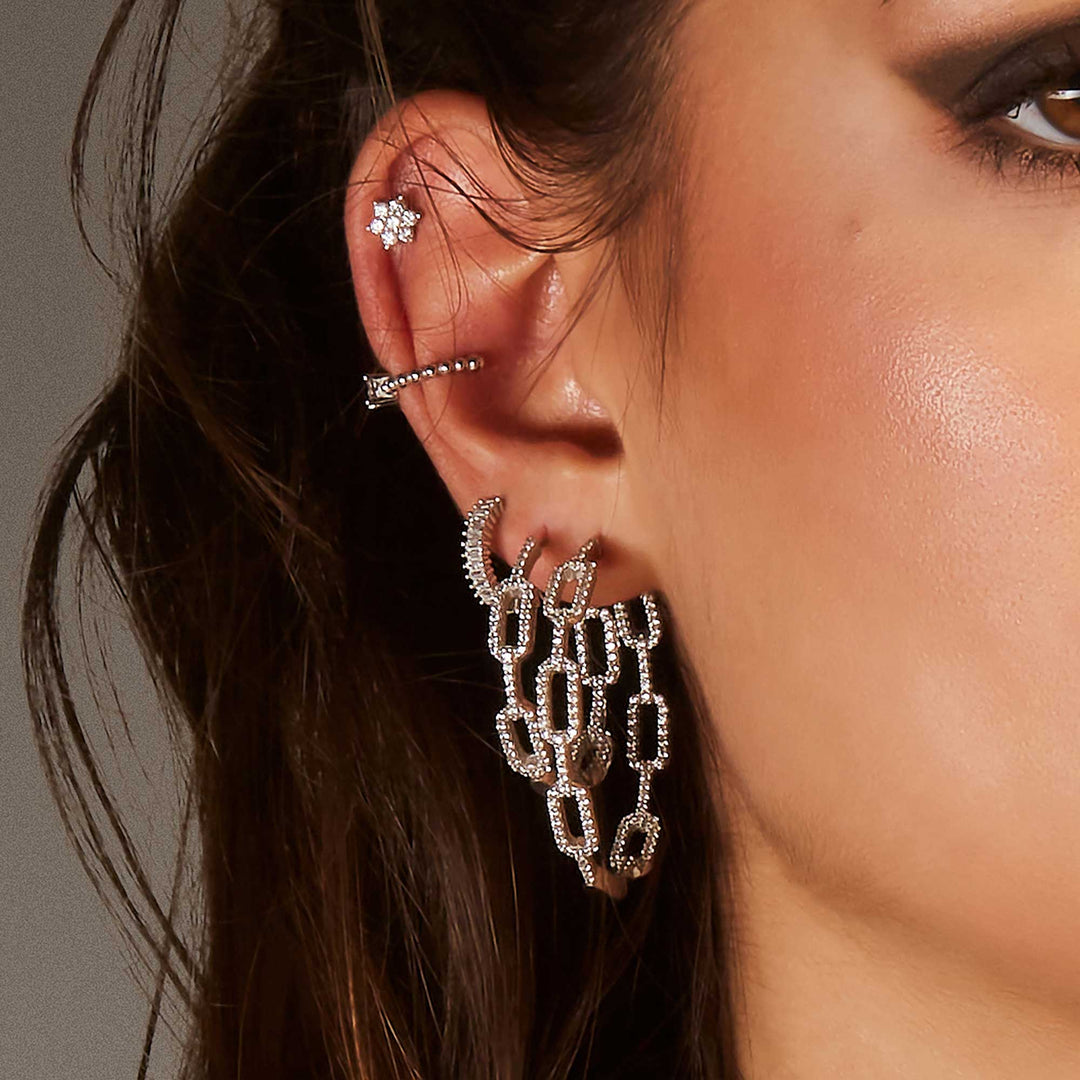 Dovey CZ Baguette Hoop Earrings