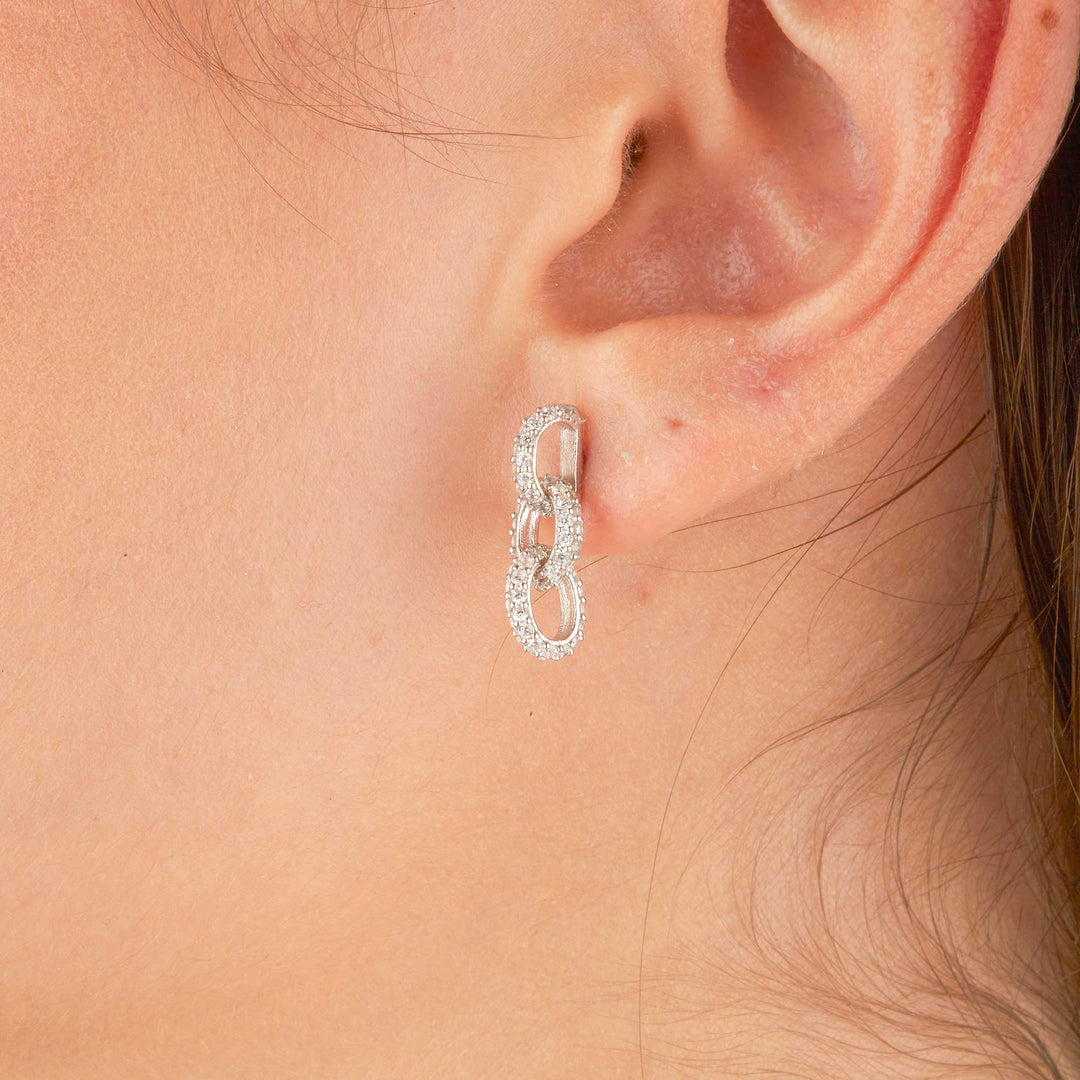 Luna Link Chain Drop Stud - Small
