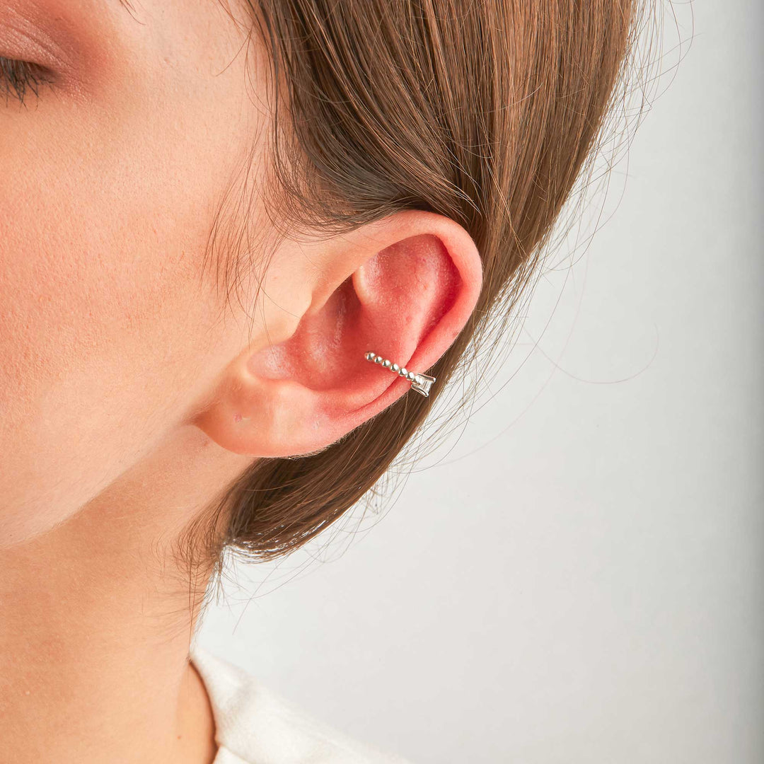 Daelyn Puffy Solid Beads C Form Ear Cuff
