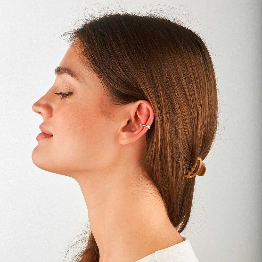 Daelyn Puffy Solid Beads C Form Ear Cuff