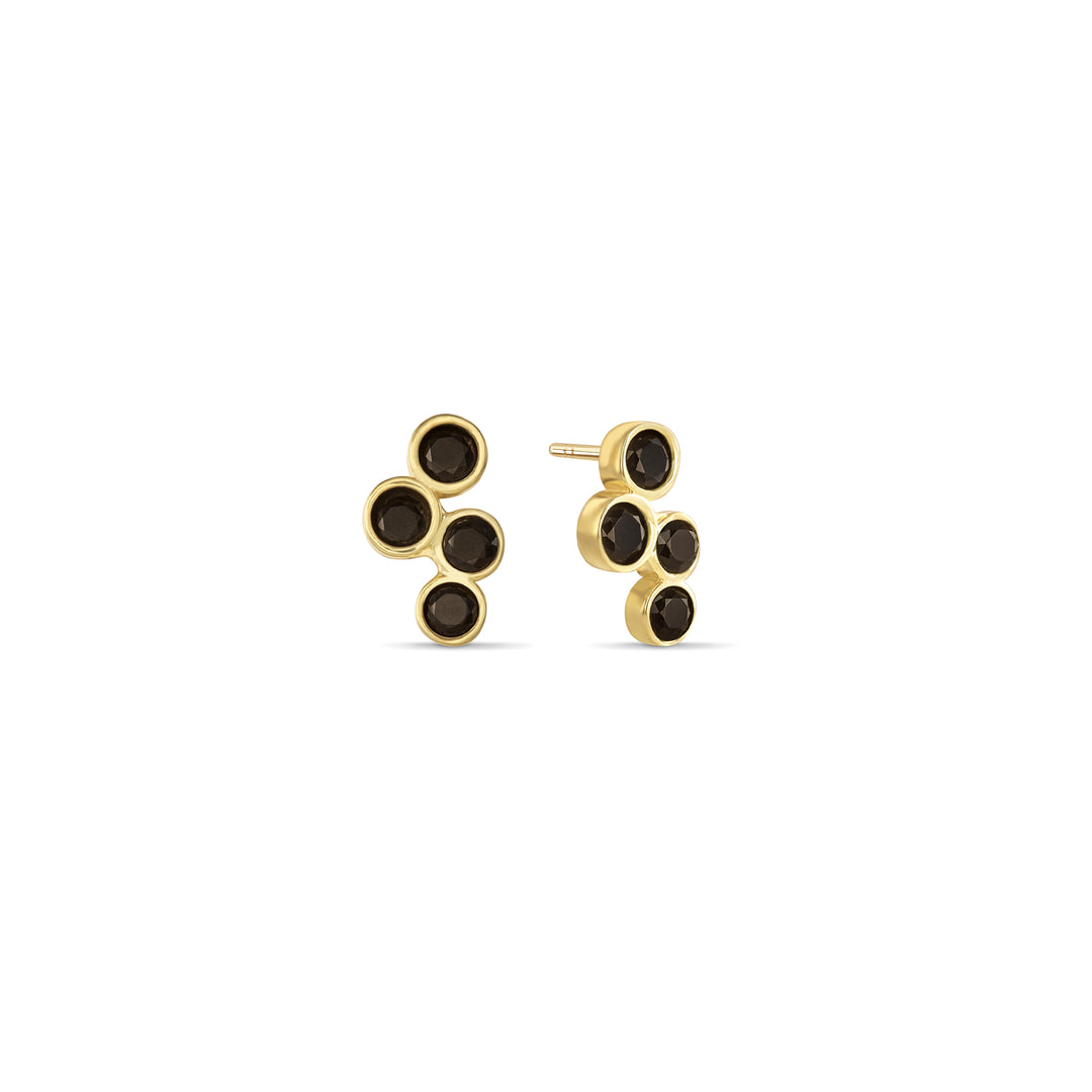 Indra Quadruple CZ Stud Earrings - Black