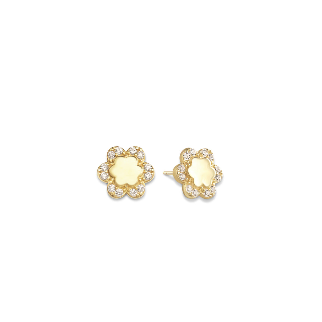 Jacinta Double Layer Solid&Pave Flower Stud