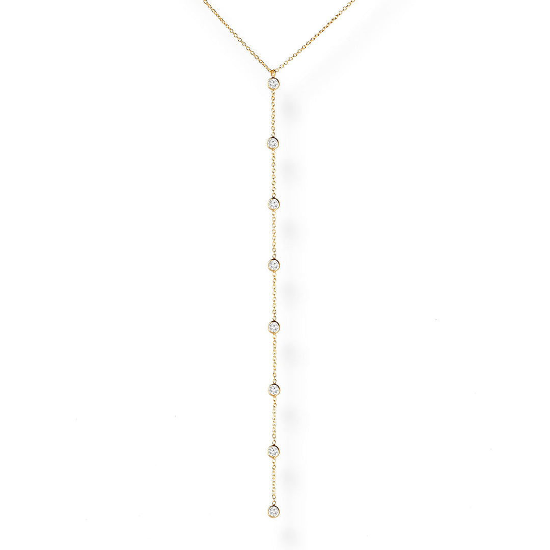 Nafisa Bezel Station Lariat Necklace