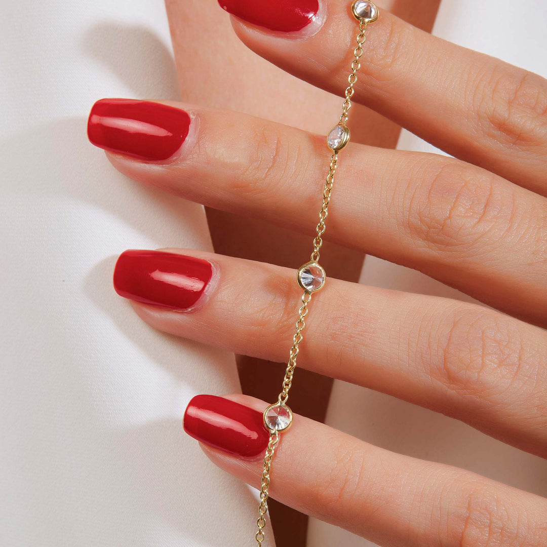 Nafisa Bezel Station Lariat Necklace