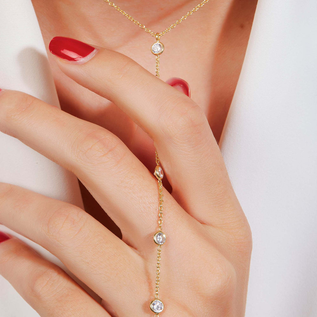 Nafisa Bezel Station Lariat Necklace