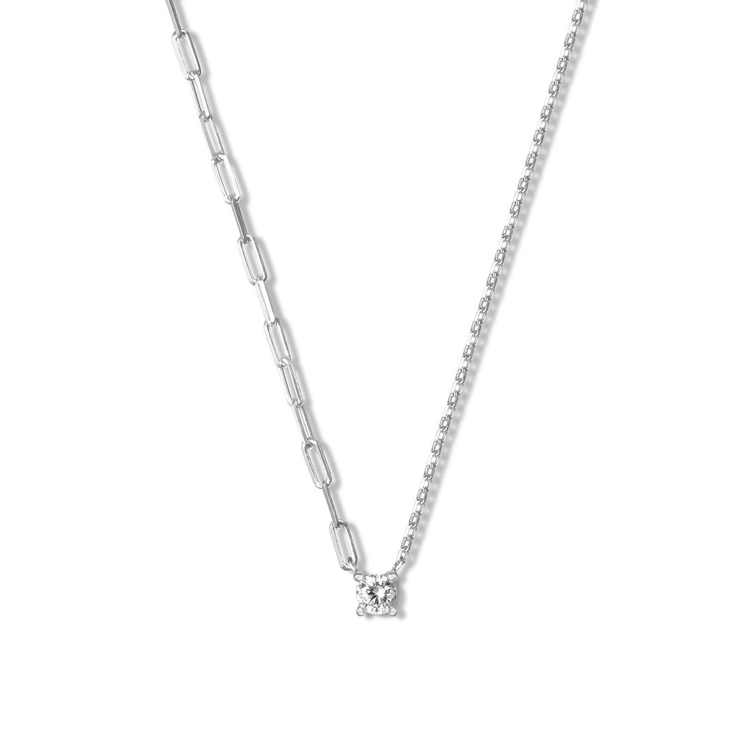 Munira CZ Solitare Paperclip Necklace