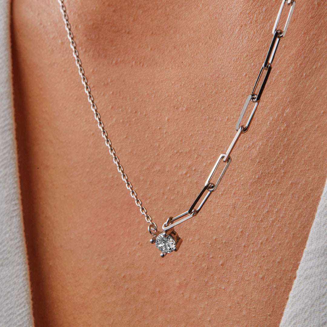 Munira CZ Solitare Paperclip Necklace