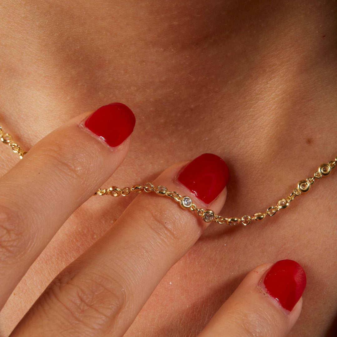 Damla Taşlı Zincir Choker