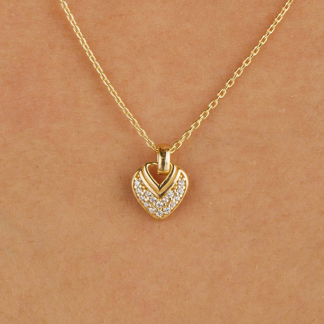 Mels Mini Heart Pave Pendant Necklace