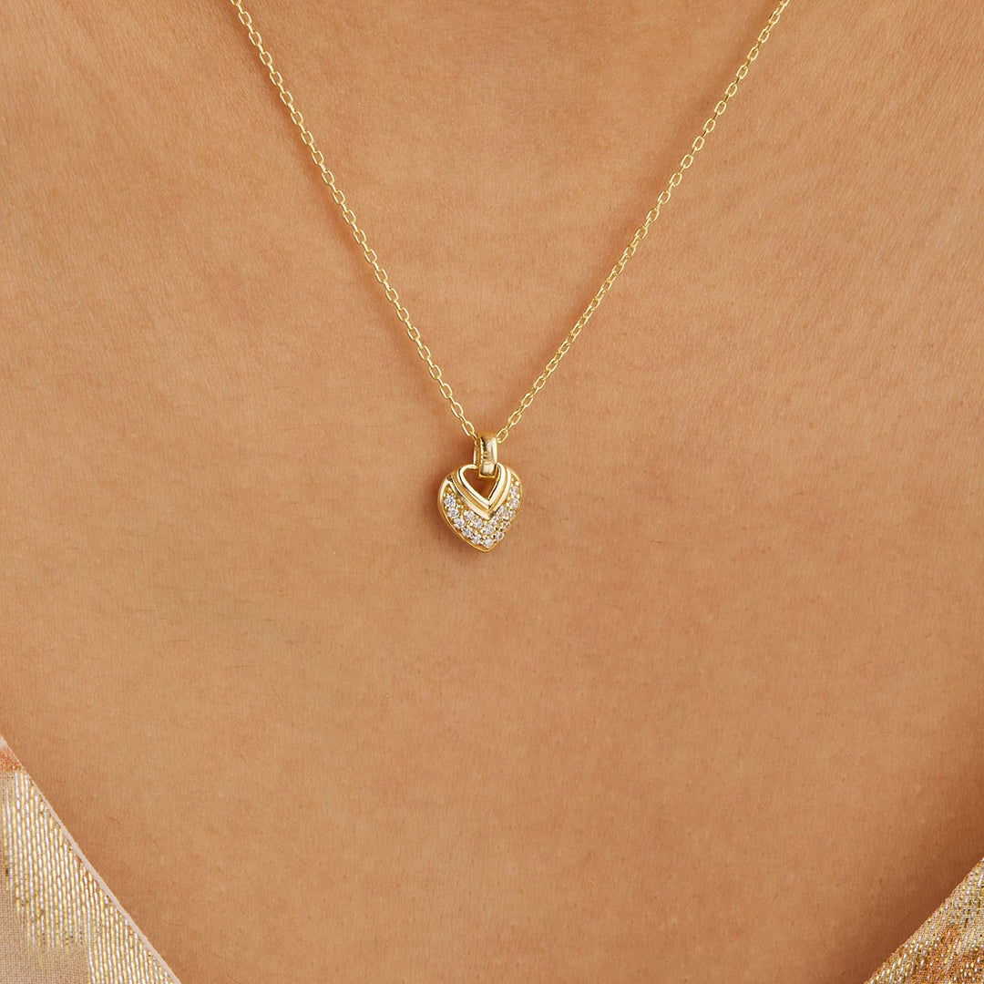 Mels Mini Heart Pave Pendant Necklace