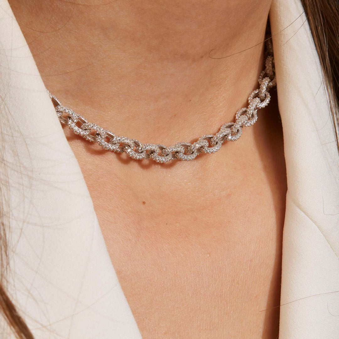 Luna Taşlı Zincir Choker Kolye