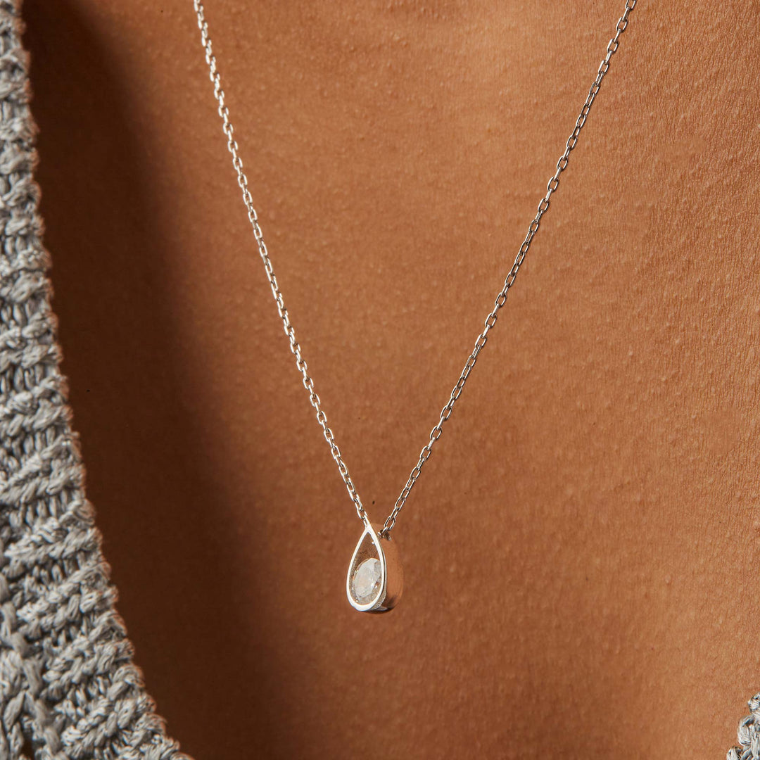Paril Pear Shape Diamond Pendant Necklace