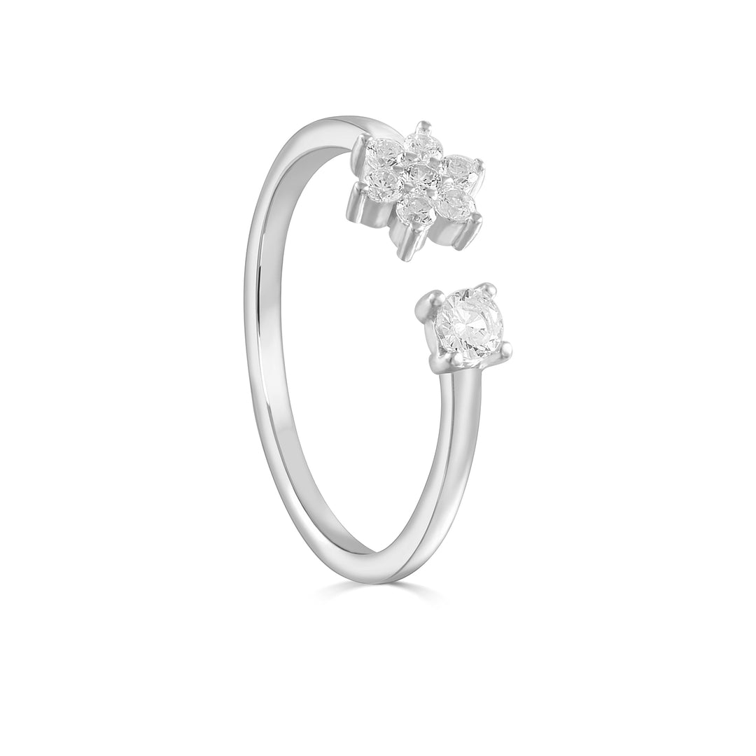 Nil Diamond Flower Open Ring