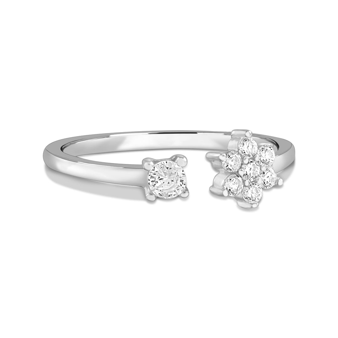 Nil Diamond Flower Open Ring