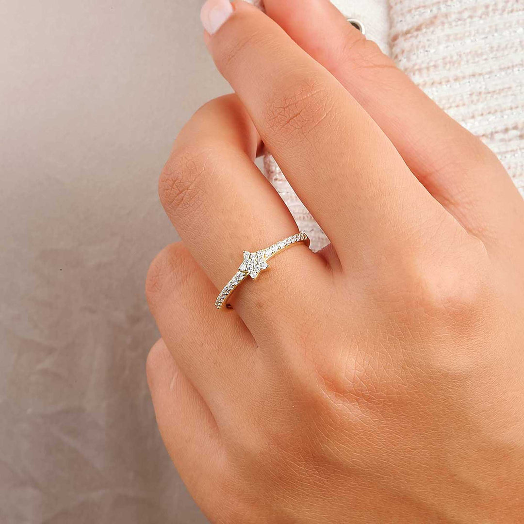 Marie Pave Diamond Star Stacker Ring
