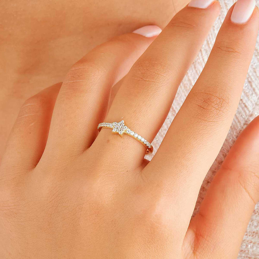 Marie Pave Diamond Star Stacker Ring