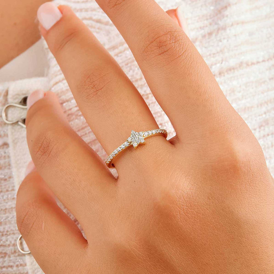 Marie Pave Diamond Star Stacker Ring