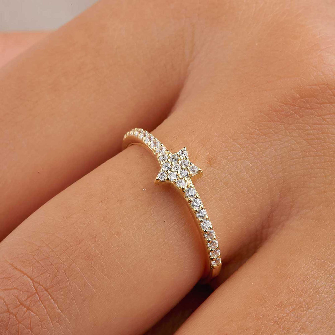 Marie Pave Diamond Star Stacker Ring