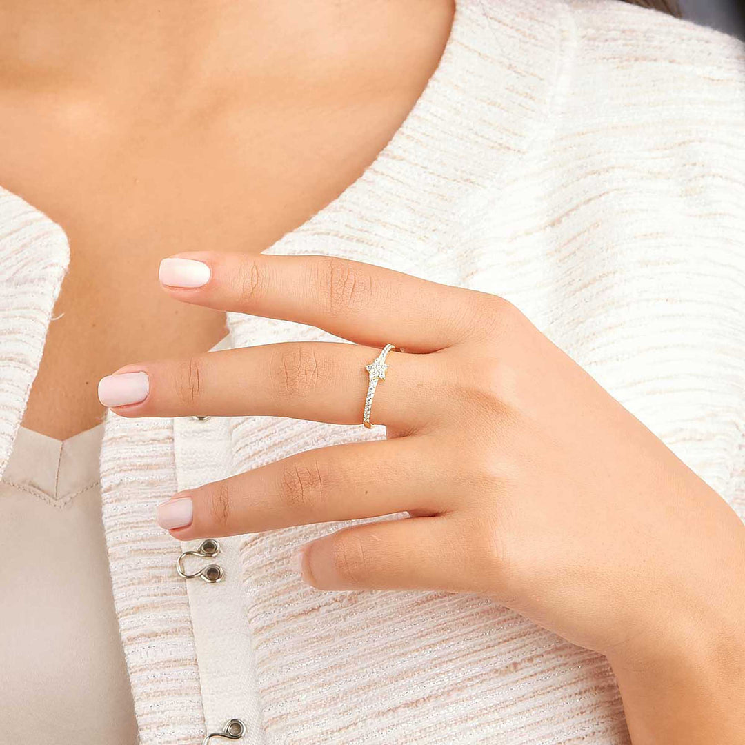 Marie Pave Diamond Star Stacker Ring
