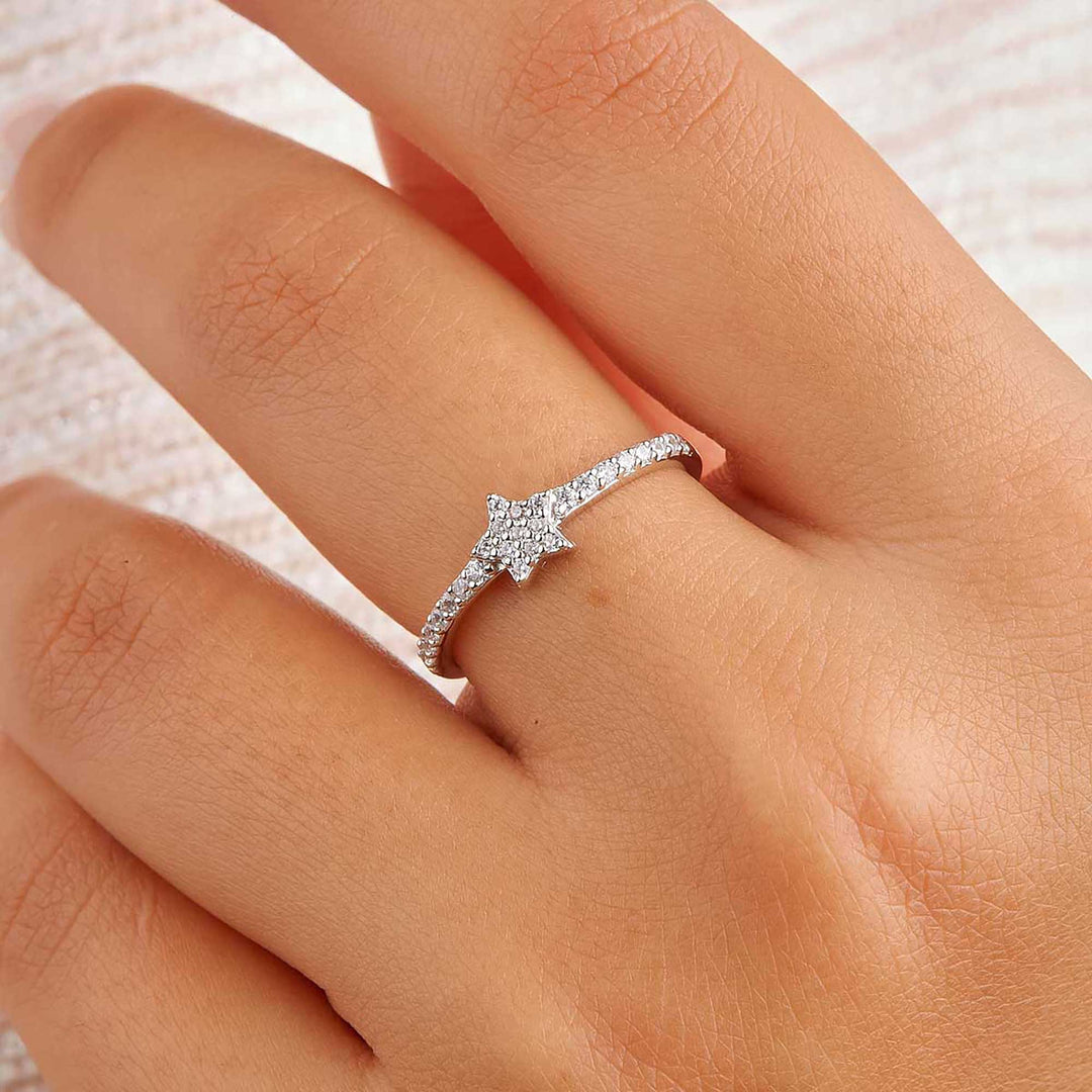 Marie Pave Diamond Star Stacker Ring