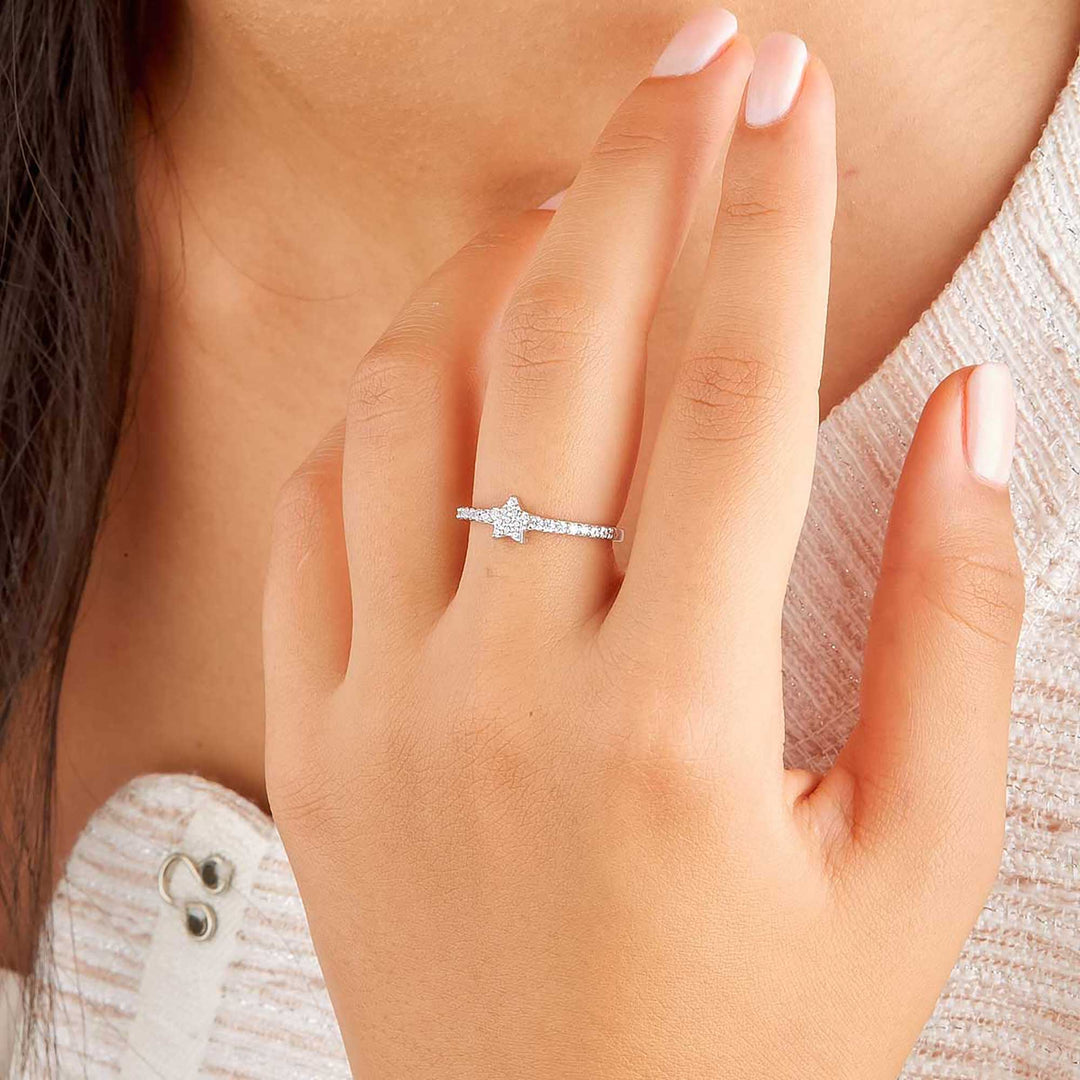 Marie Pave Diamond Star Stacker Ring