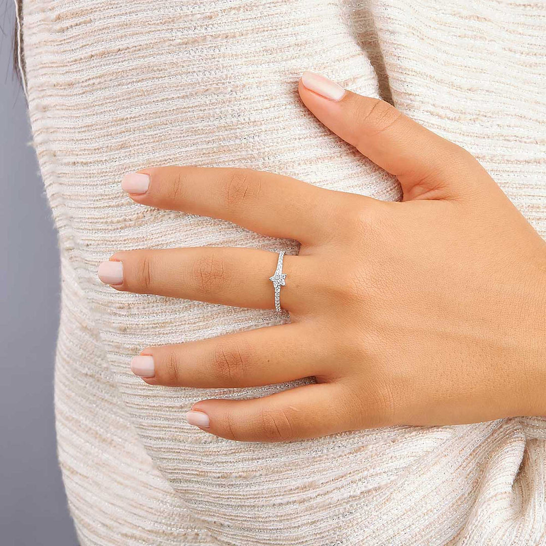 Marie Pave Diamond Star Stacker Ring