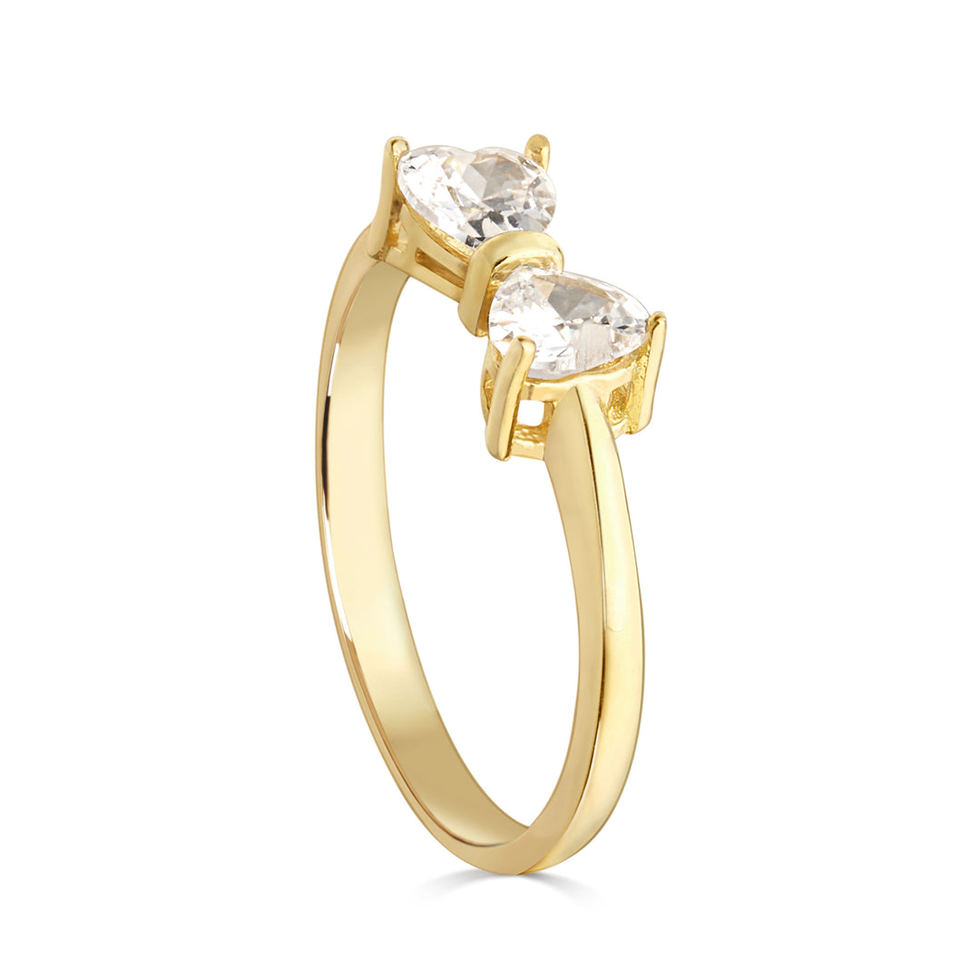 Hazan Ribbon Ring with Heart Shaped Stones