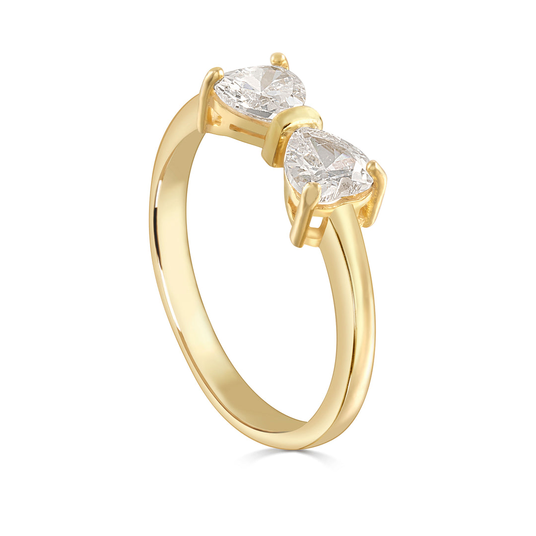 Hazan Ribbon Ring with Heart Shaped Stones