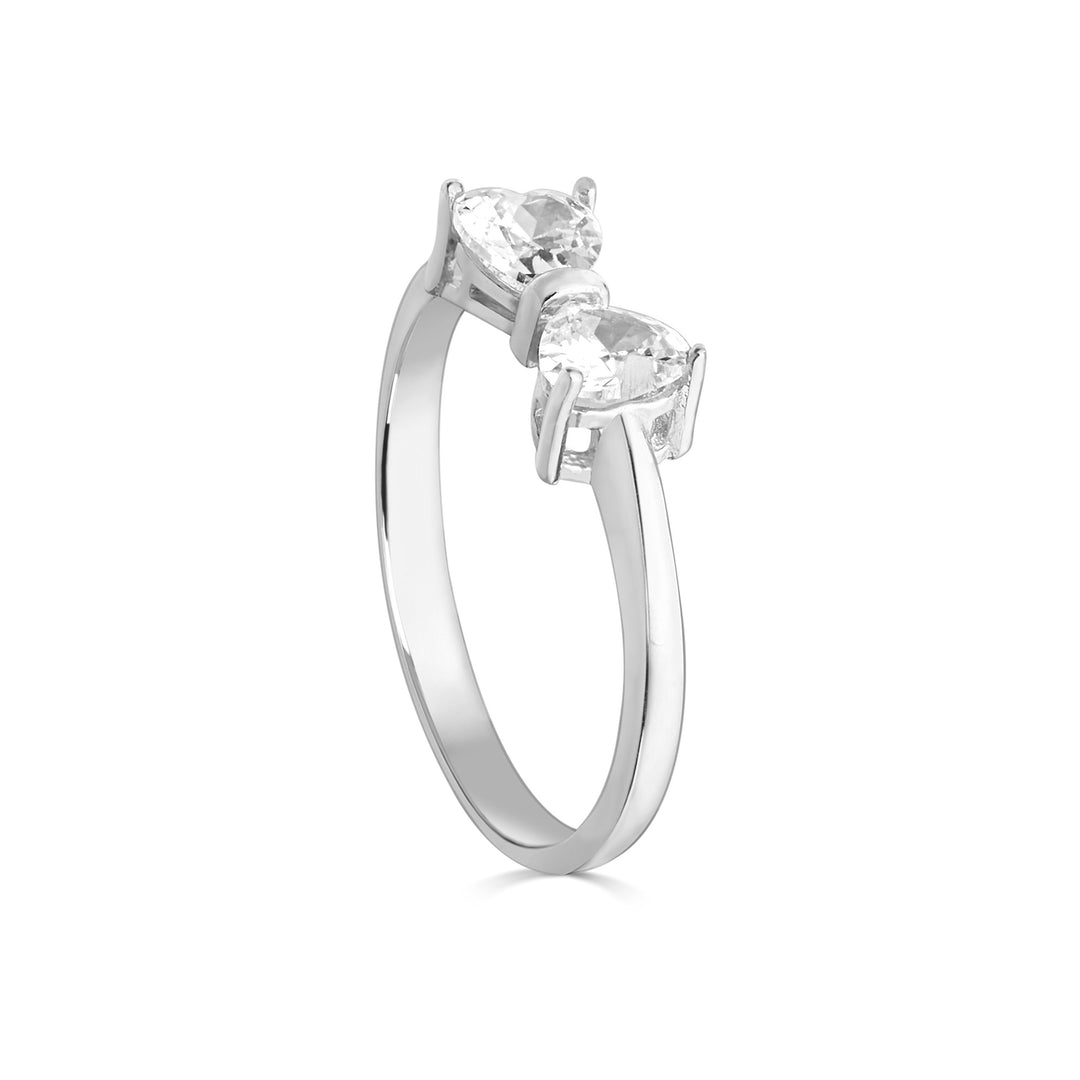 Hazan Ribbon Ring with Heart Shaped Stones