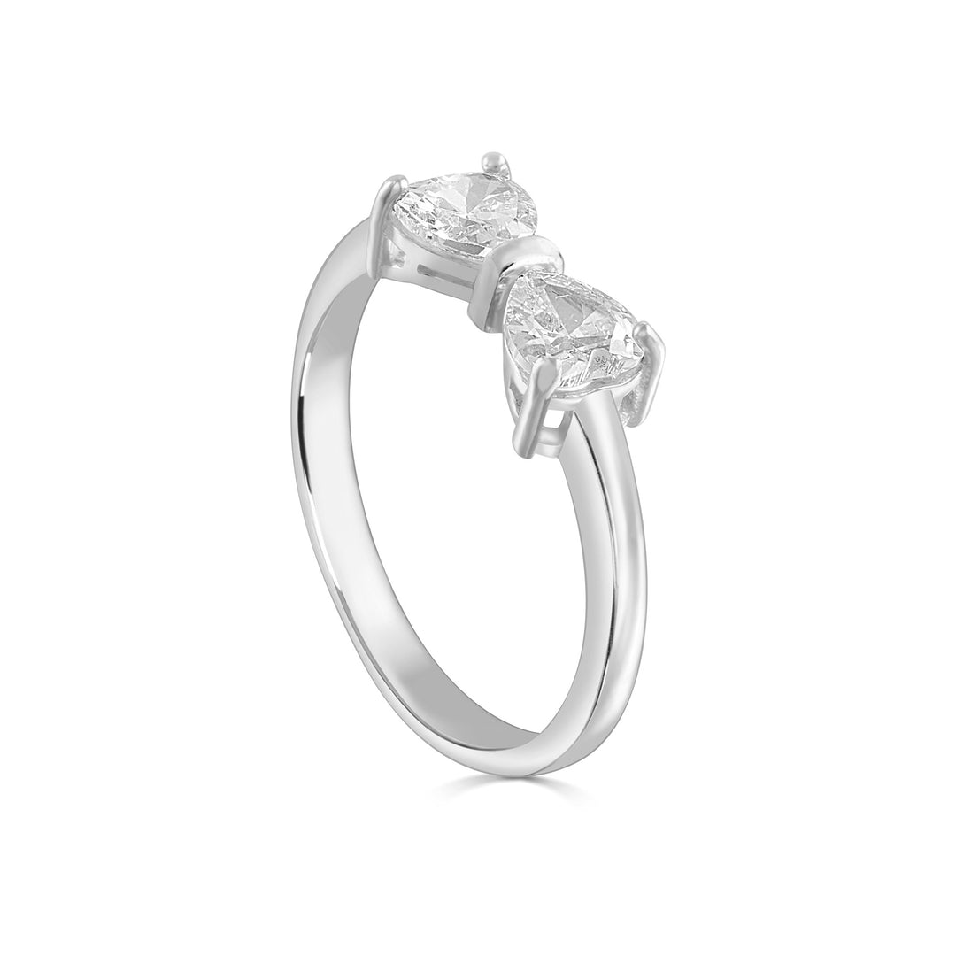 Hazan Ribbon Ring with Heart Shaped Stones