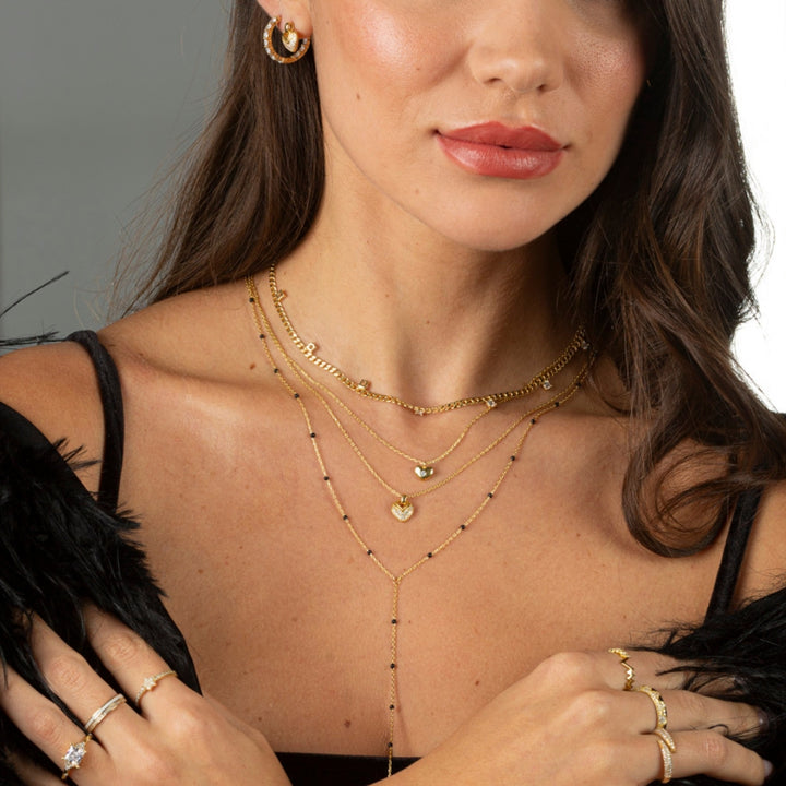 Lidya Sallantılı Taşlı Choker Zincir Kolye