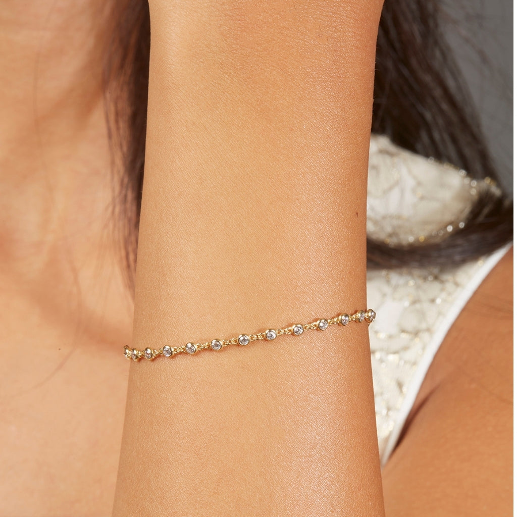 Damla CZ Diamond Station Bracelet