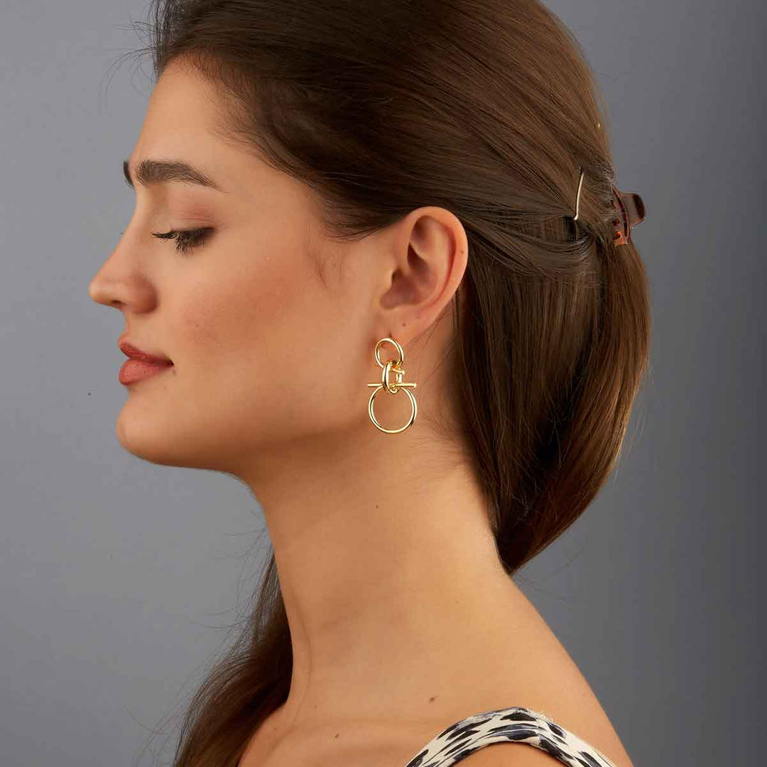 Terra Knot Drop Stud Earrings
