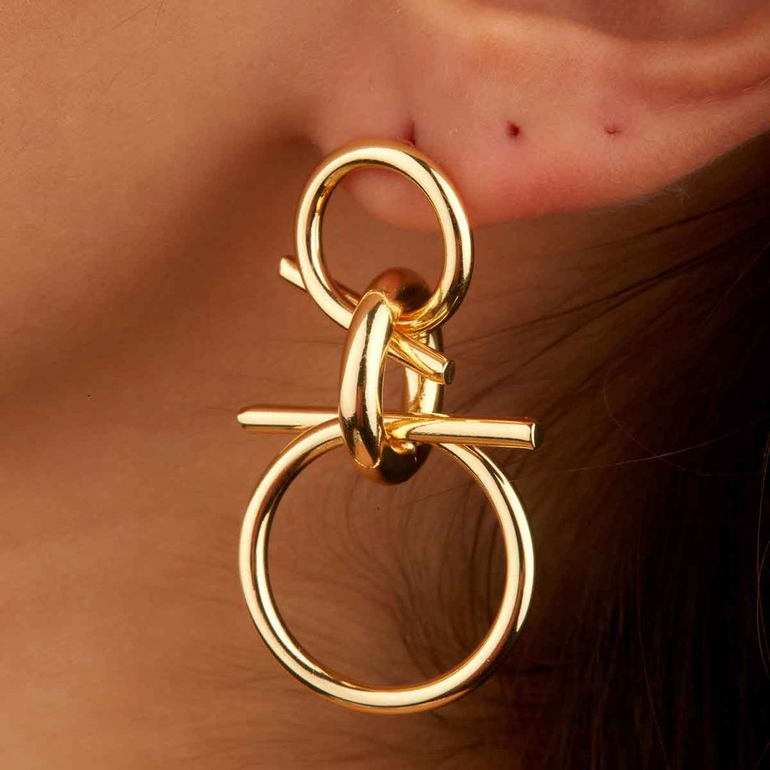 Terra Knot Drop Stud Earrings
