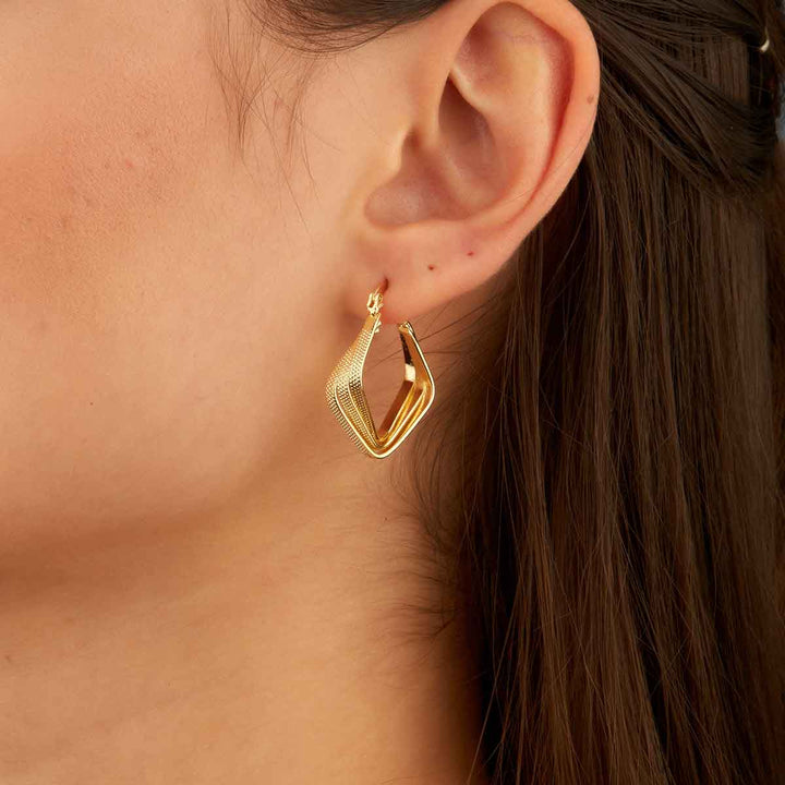Tiled Oval Square Hoop Earrings