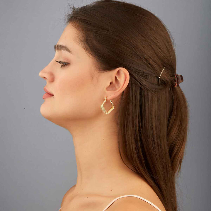 Tiled Oval Square Hoop Earrings