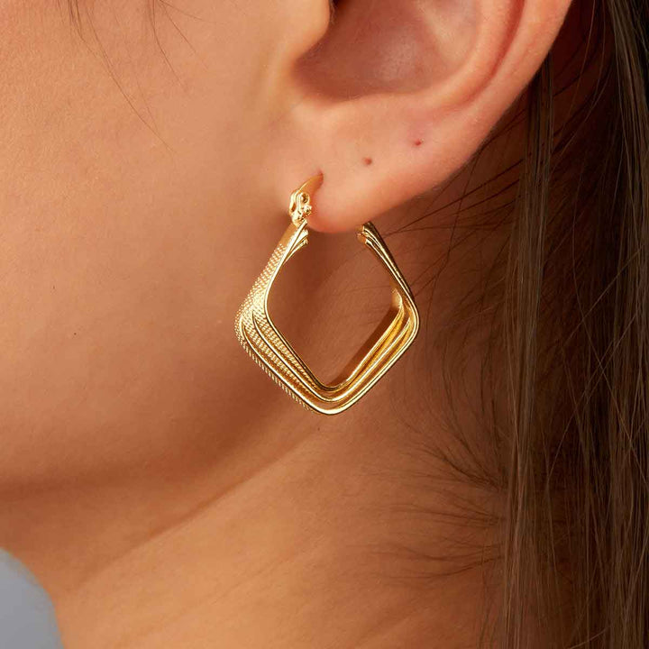 Tiled Oval Square Hoop Earrings