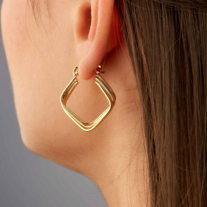 Tiled Oval Square Hoop Earrings