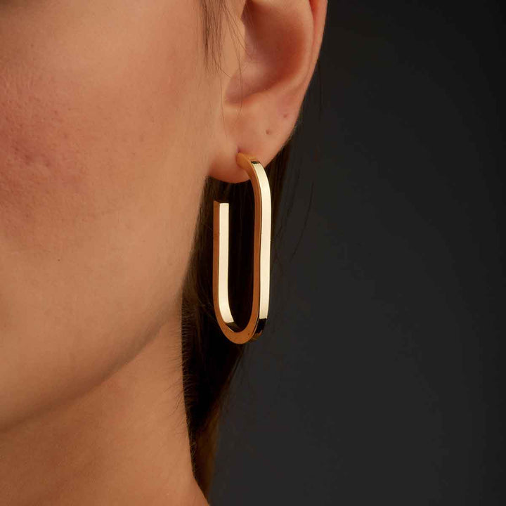 Rounded Oval Hoop Earrings