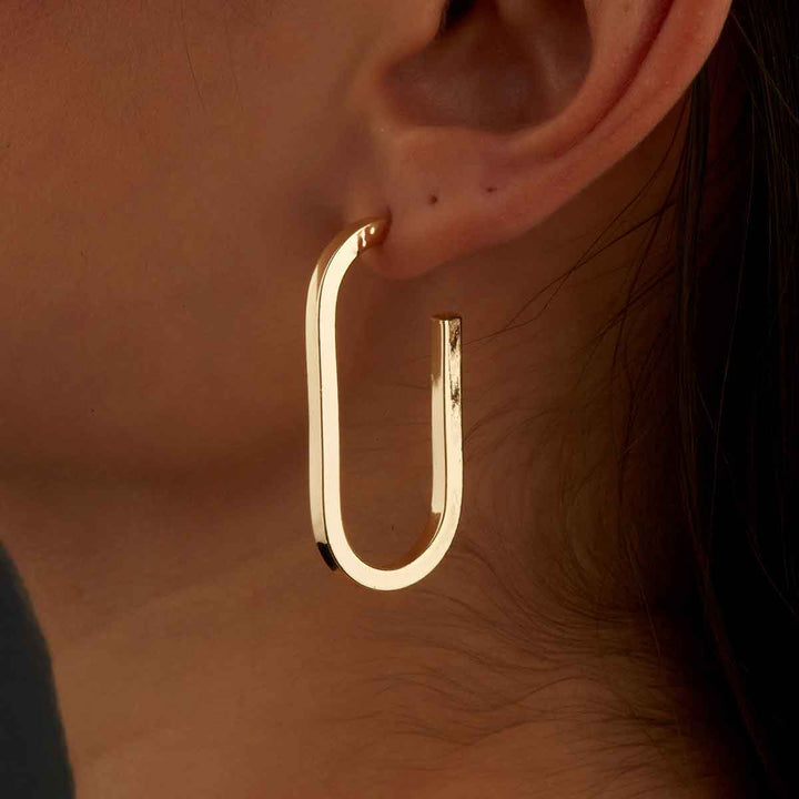 Rounded Oval Hoop Earrings
