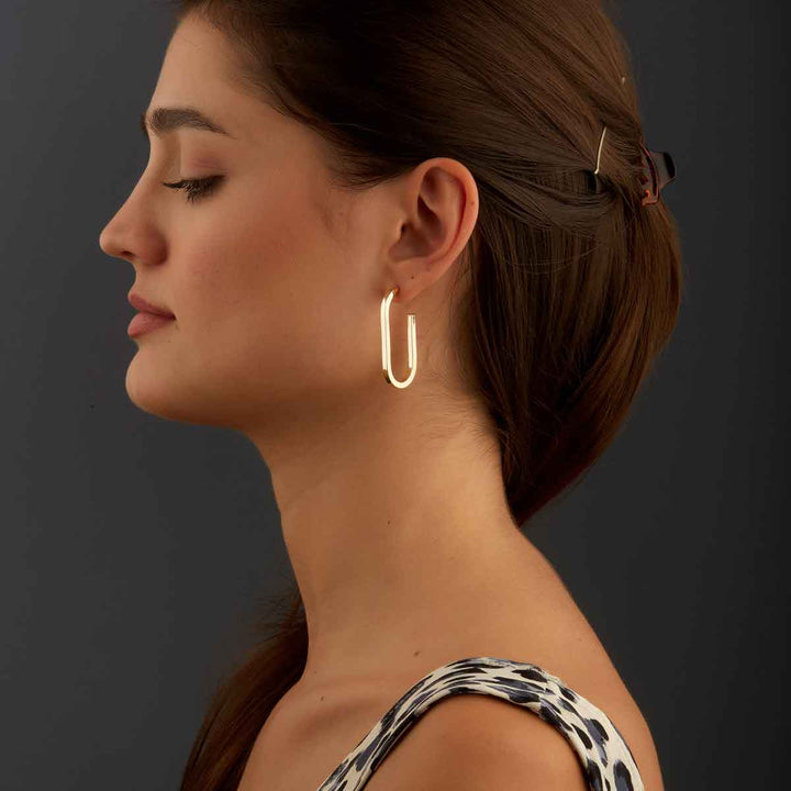Rounded Oval Hoop Earrings