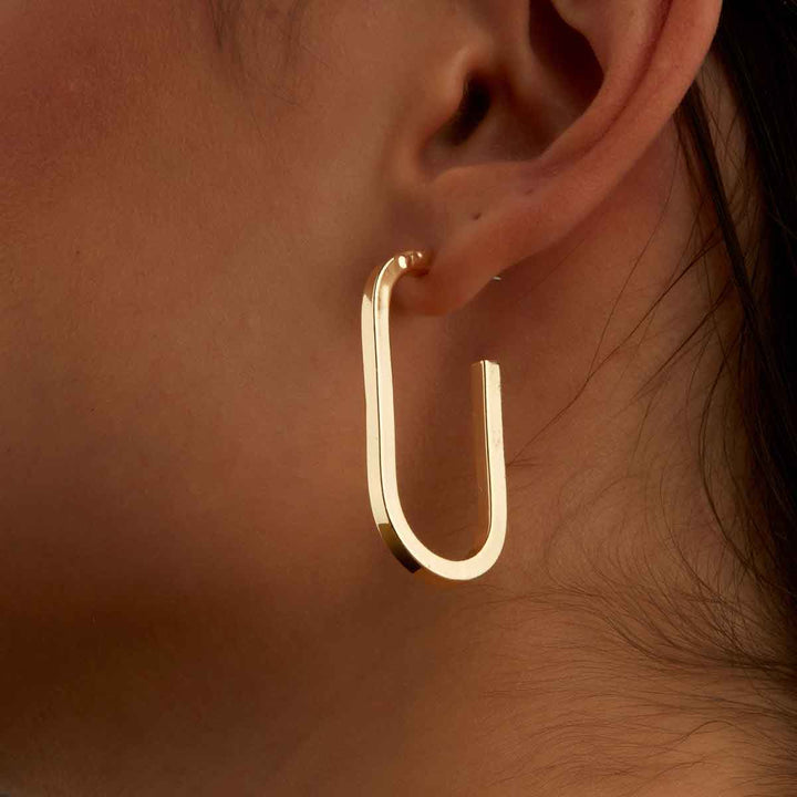 Rounded Oval Hoop Earrings