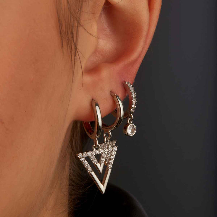 Triangle Dangling Huggie Earrings