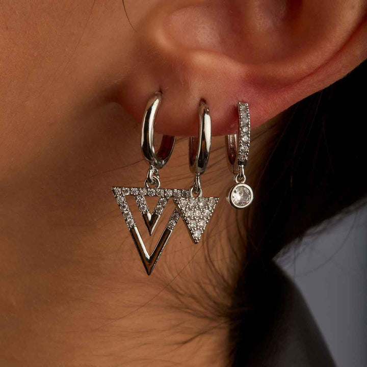Triangle Dangling Huggie Earrings
