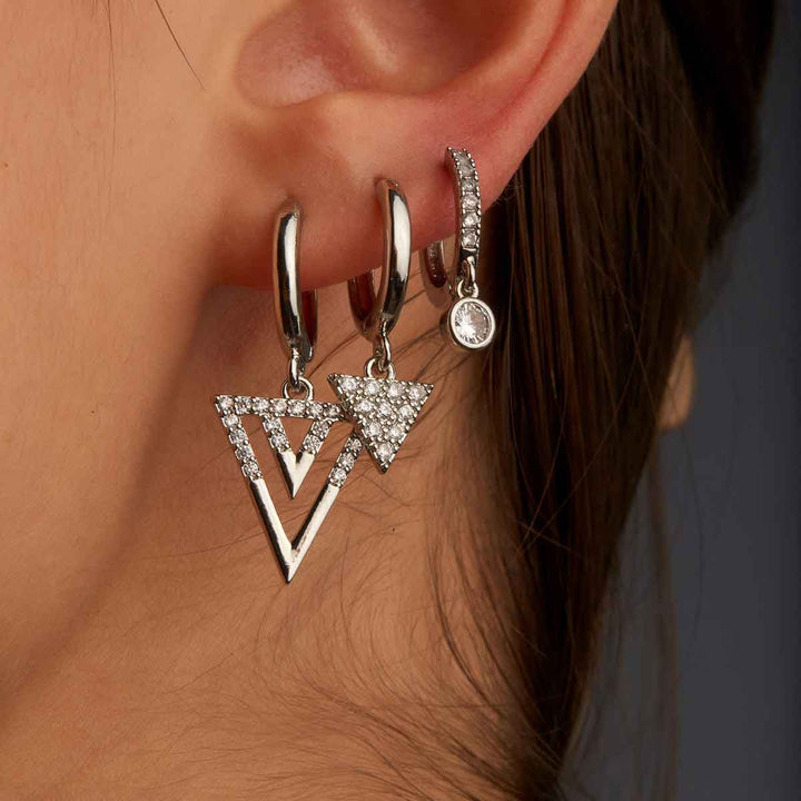 Triangle Dangling Huggie Earrings