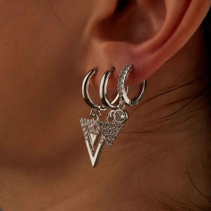 Triangle Dangling Huggie Earrings