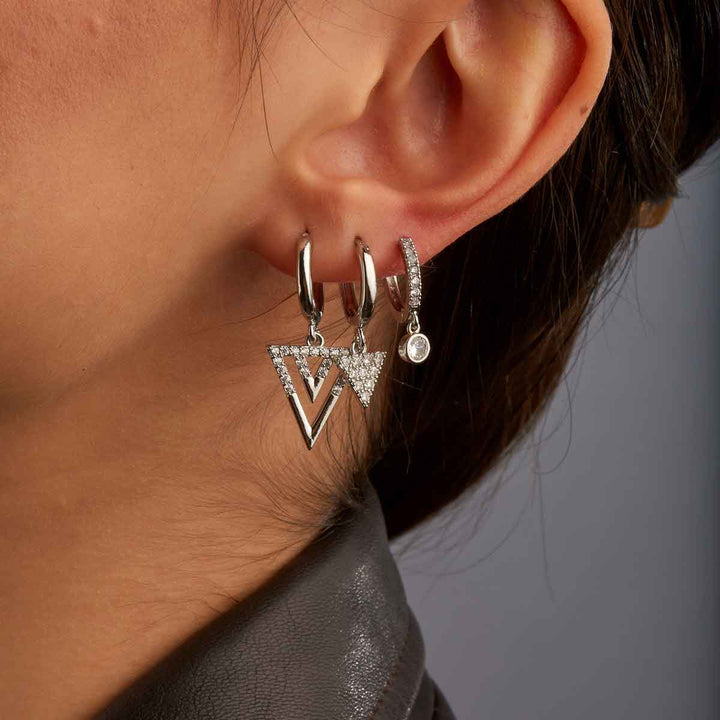 Triangle Dangling Huggie Earrings