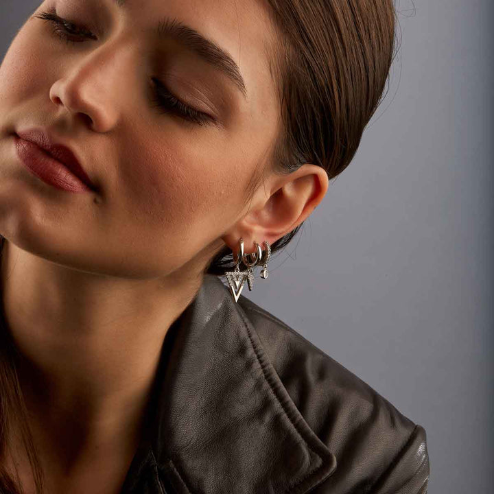 Triangle Dangling Huggie Earrings