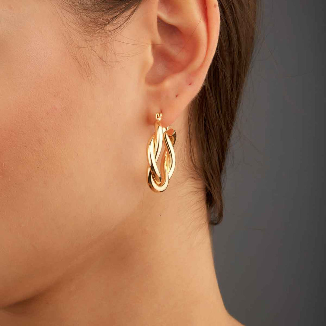 Jolie Golden Twisted Hoop Earrings